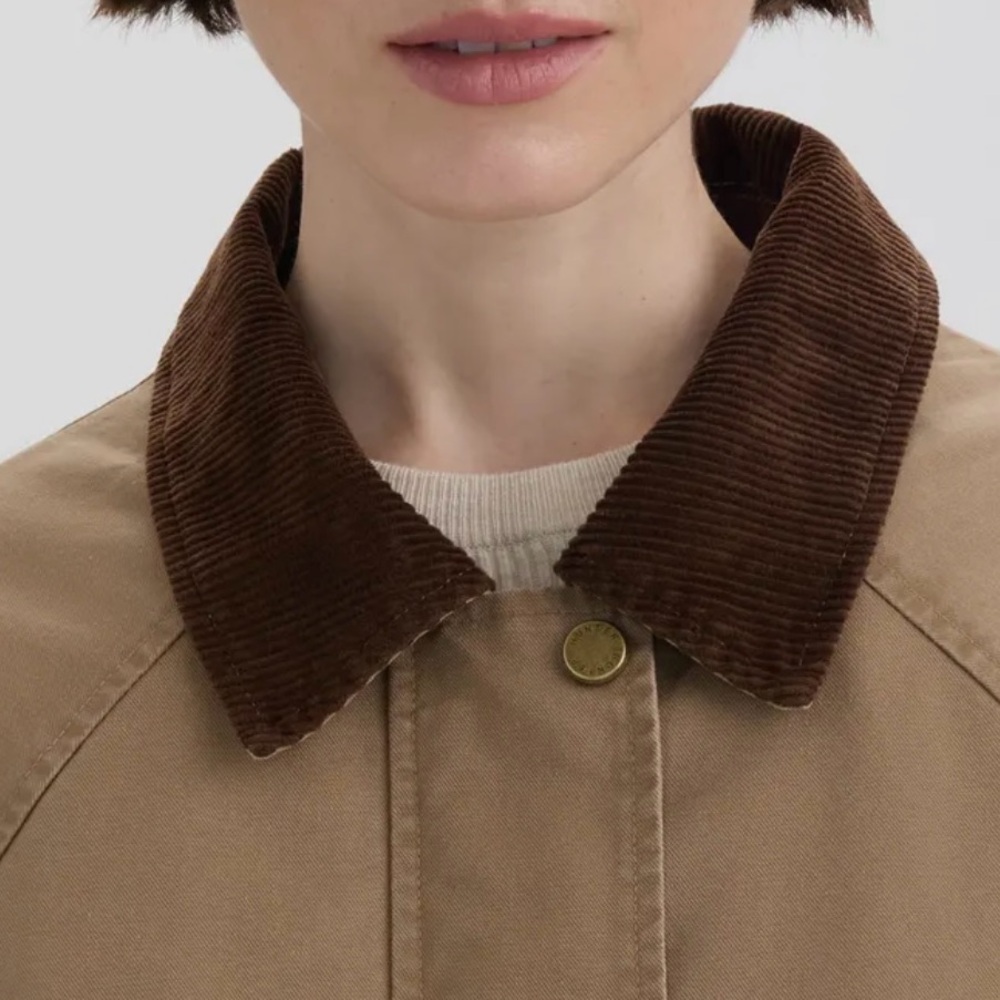 Hunter Corduroy Collar Raglan Sleeve Cotton Barn Jacket - Picture 5 of 7